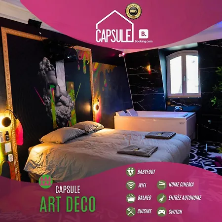 Capsule Art Deco - Jacuzzi - Netflix - Home Cinema - Arcade De Jeux & Nintendo Switch - 2 Chambres - Filet Suspendu Valenciennes Esterno foto